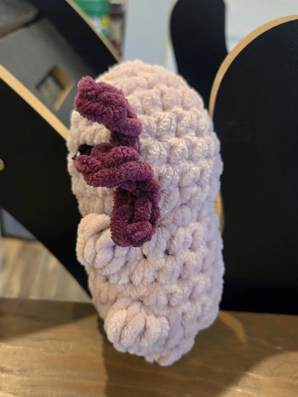Handmade Plush Axolotl Plushie - Blush Pink with Deep Mauve Gills